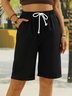 Lace Up Elastic Waistband Loose Shorts