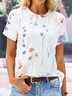 Jersey Loose Floral Casual T-Shirt