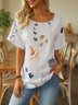 Casual Printing Loose Crew Neck Shirt