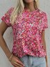 Floral Casual Crew Neck Short Sleeve T-Shirt