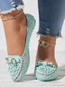 Elegant Applique Bowknot Decor Lace Split Joint Flat Shoes