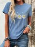 Casual Floral Crew Neck Short Sleeve T-shirt