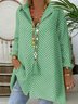 Woman Long Sleeve Polka Dots Shirt Collar Vintage Blouse