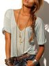 Casual Solid V Neck Shirts & Tops