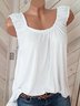 Casual Crew Neck Cotton Tank Top for Women