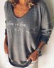 Grey Cotton Printed Casual Tops