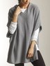 Gray Half Sleeve Hoodie Casual Wool Blend Plain Tunic T-Shirt