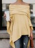 Fashion Solid Casual Off Shoulder Cold Shoulder Asymmetric Casual Tops