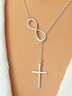 Crucifix Bowknot Necklace Silver Style Jewelry