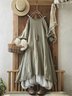 Vintage Plain Long Sleeve Casual Weaving Dress