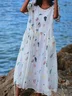 White Casual Floral-Print Dress