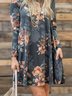 Multicolor Long Sleeve Casual Patchwork Weaving Dress