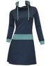 Blue Color-Block Casual Cotton-Blend Knitting Dress