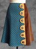 Blue Printed Vintage Checkered/plaid A-line Skirt