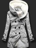 Light Gray Buttoned Hoodie Casual Knit coat