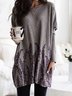 New Women Fashion Plus Size Vintage Casual Long Sleeve Shift Crew Neck Tops