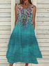 Plus Size Vintage Simple Boho A-Line Casual Sleeveless Weaving Dress