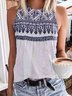 Casual Painting Cotton-Blend Crew Neck Tank & Cami