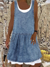 Vintage Sleeveless Denim Plain Weaving Dress