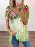 Floral Casual Short Sleeve Tops