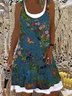 Vintage Sleeveless Butterfly Floral Printed Plus Size Casual Knitting Dress