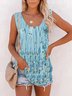 Floral-print V Neck Sleeveless Casual Tops