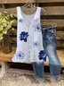 Floral Casual Sleeveless Blouse