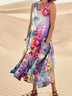 A-Line Floral Resort Weaving Dress