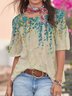 Floral Cotton-Blend Printed Casual T-shirt