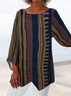 Plus size Casual Vintage Striped Tops