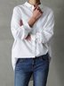 White Simple Basic High Low Asymmetric Shift Casual Long Sleeve Tops