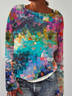 Plus size Multicolor Printed Casual Sweatshirts