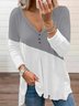 Casual Long Sleeve Buttoned Tunic Top