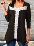 Lace Pastoral Square Neck Long Sleeve Tunic Top