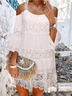 Heavy Industry Lace Patchwork Casual Spaghetti Long sleeve Woven Dress