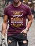 Men's "I WOULD RAHER STAND WITH" God text European and American Casual Round Neck Pullover short sleeve T-shirt