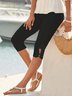 Casual Plain Cut Out Skinny Capri Legging