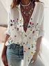 Floral-Print Casual Floral Shirt Collar Blouses