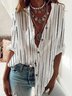 Striped Casual Buttoned Long Sleeve Loosen Blouse