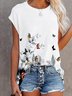 Casual Round Neck Floral Short Sleeve T-Shirt