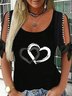 Casual Heart Short Sleeve Round Neck Plus Size Printed Tops T-shirts