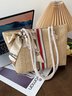 Beach Bows Contrast Webbing Large Capacity Straw Bags Tote Bags Shoulder Bags