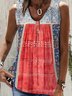 Tribal Casual Buttoned Sleeveless Loosen Tanks & Camis