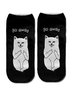 Cat/Alien Print Cotton Knit Socks Breathable/Sweat Absorbent