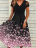 Women's A Line Dress Midi Dress Regular Fit Floral Print Spring Fall Long Sleeve V Neck Casual Vintage 2022