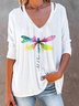 Women's Plus Size Tops T shirt Tee Dragonfly Graphic Prints Print Long Sleeve V Neck Casual Daily Polyester Fall 2022
