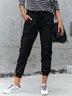 Women Casual Plain Autumn Micro-Elasticity Loose Jersey Ankle Pants Standard H-Line Sweatpants