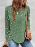 Casual Crew Neck Geometric Long Sleeve Loose Tunic Blouse