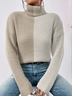 Turtleneck Color Block Casual Loose Sweater