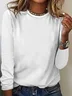 Crew Neck Long Sleeve Plain Lightweight Micro-Elasticity Regular Fit Shirt For Women